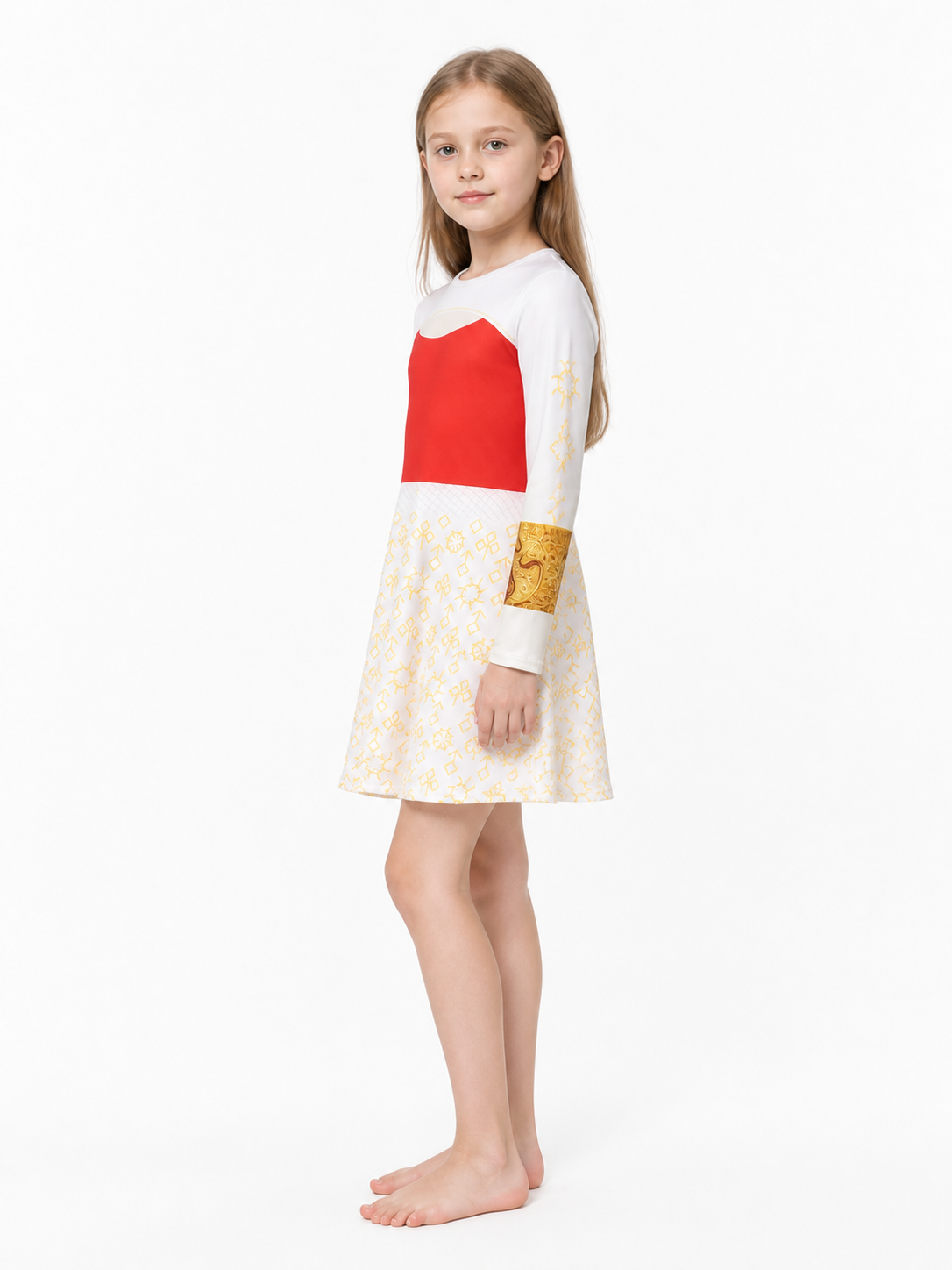 White Patterned Dress for Victor Cosplay from Zombie High School 4 side view