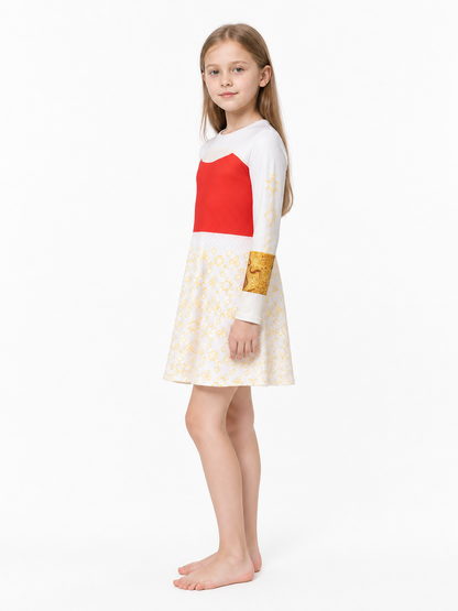 White Patterned Dress for Victor Cosplay from Zombie High School 4 side view