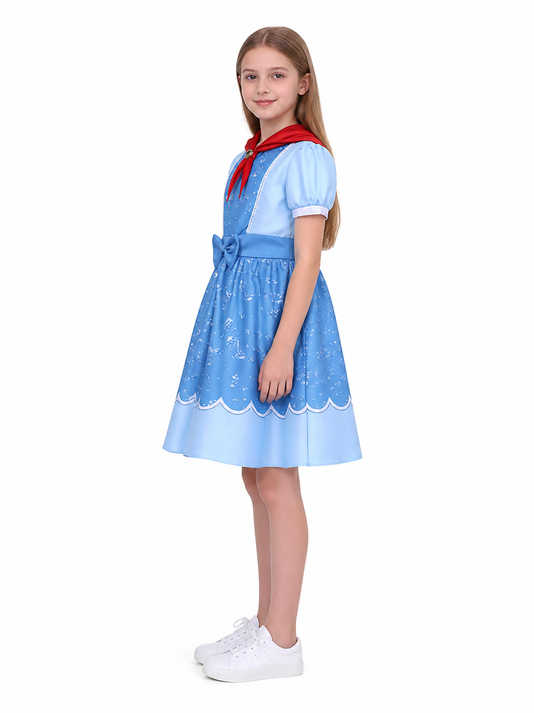 Children’s Princess Halloween Dress with Red Bow side view