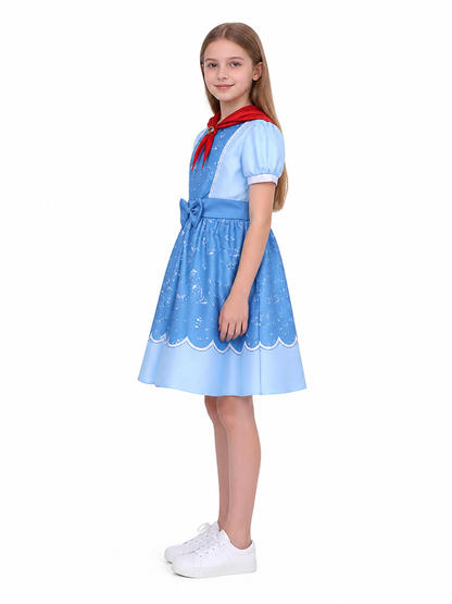 Children’s Princess Halloween Dress with Red Bow side view