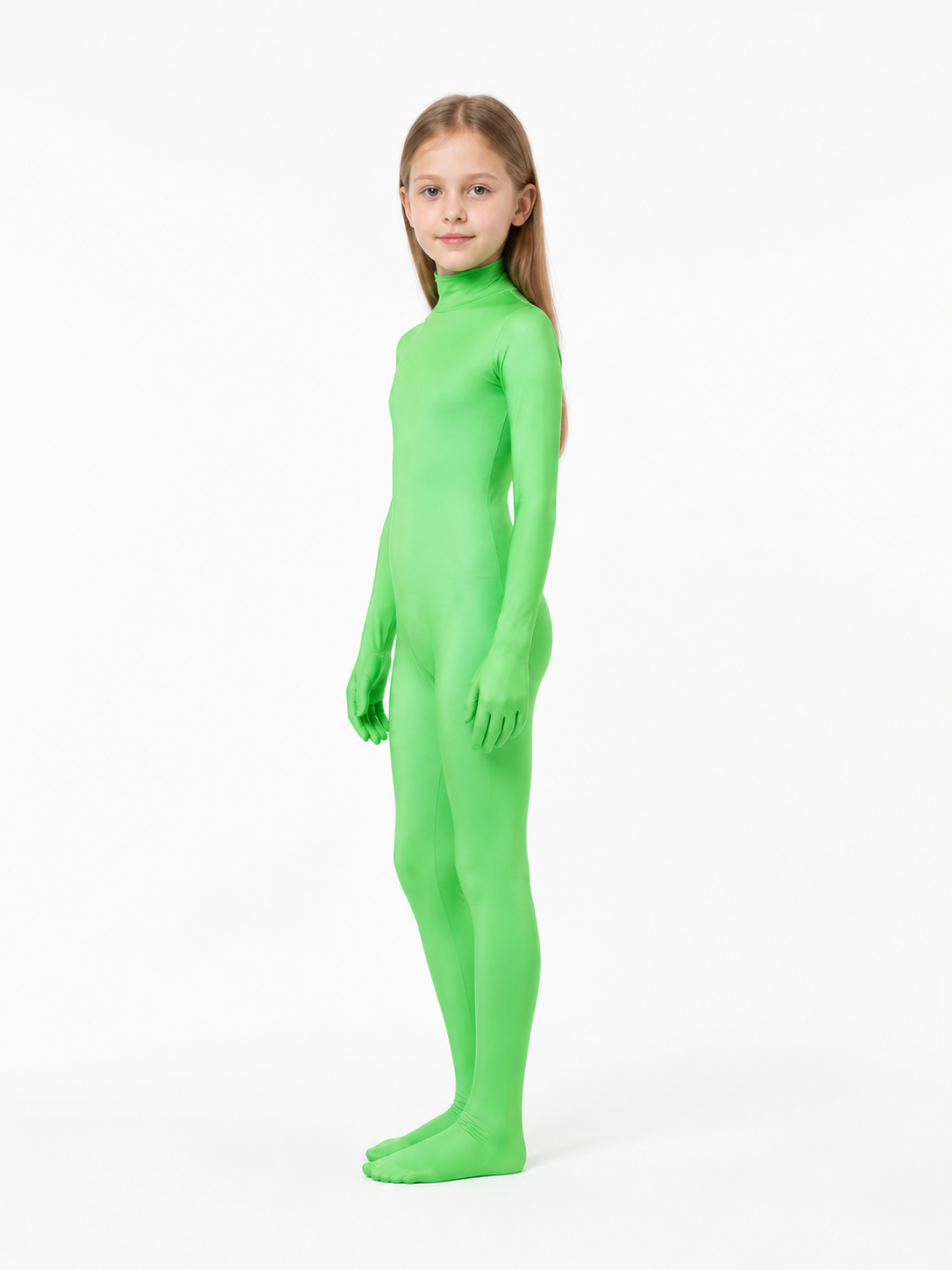 Green Tight-Fit One-Piece Hooded Jumpsuit side view