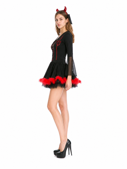 Black-and-Red Carnival Costume with Lacing side view