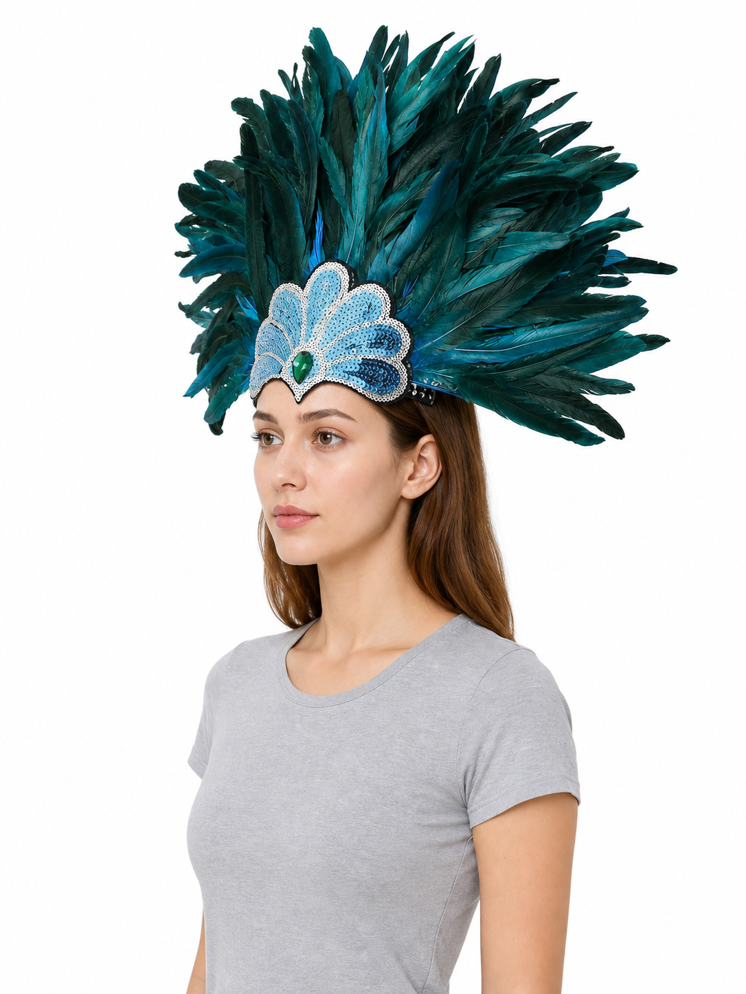 Carnival Feather and Sequin Headpiece