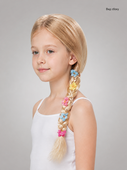 Carnival Wig with Braid and Flowers for Halloween and Cosplay side view