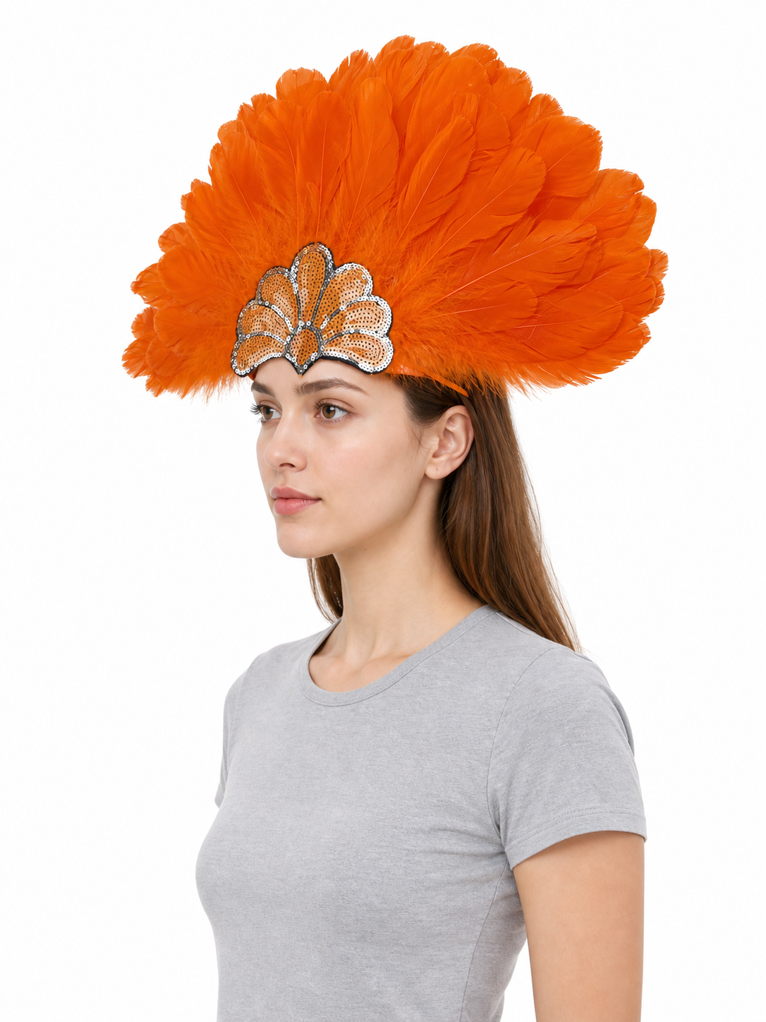 Carnival Headpiece with Orange Feathers