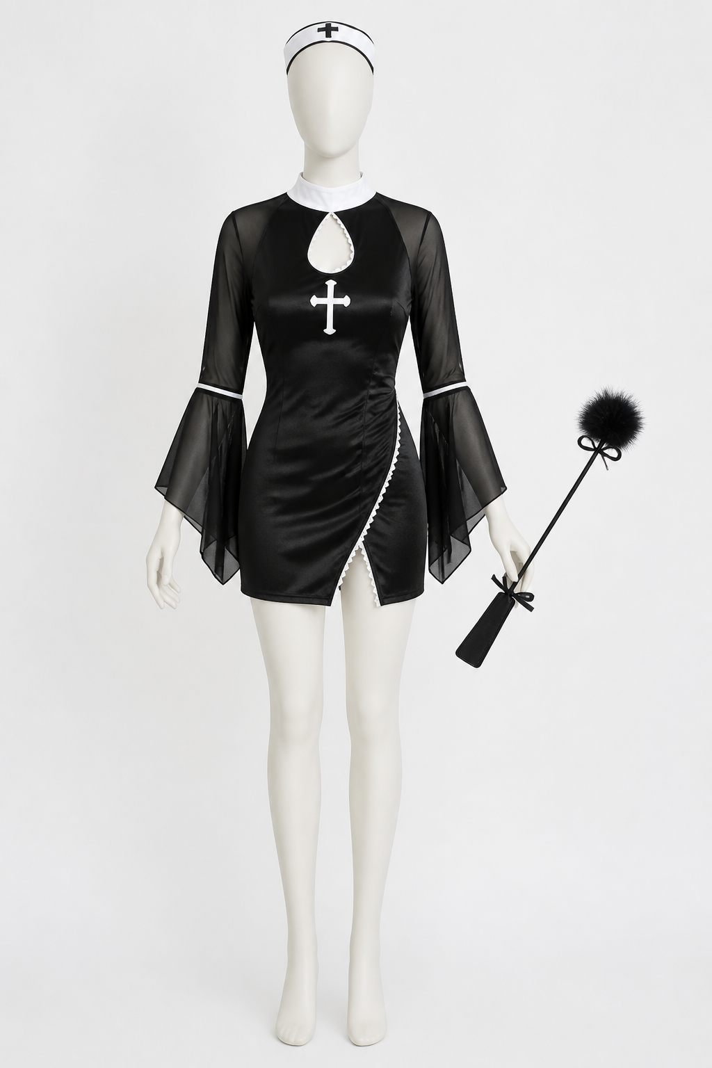 Carnival Costume with Black Dress and Accessories side view