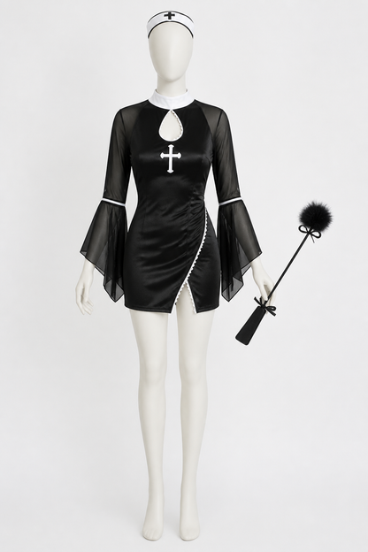 Carnival Costume with Black Dress and Accessories side view
