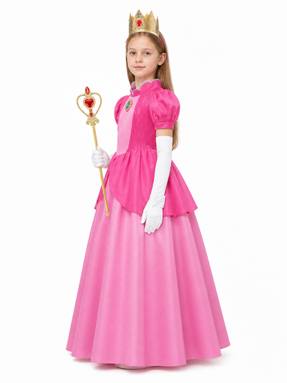 Pink Princess Costume with Crown and Scepter side view