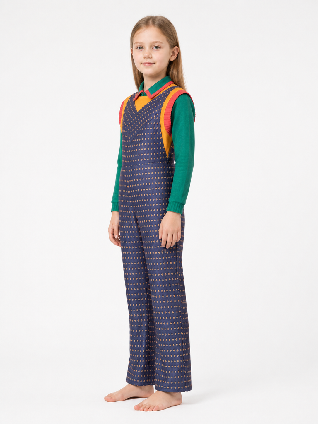 Cosplay Jumpsuit with a Colorful Collar side view