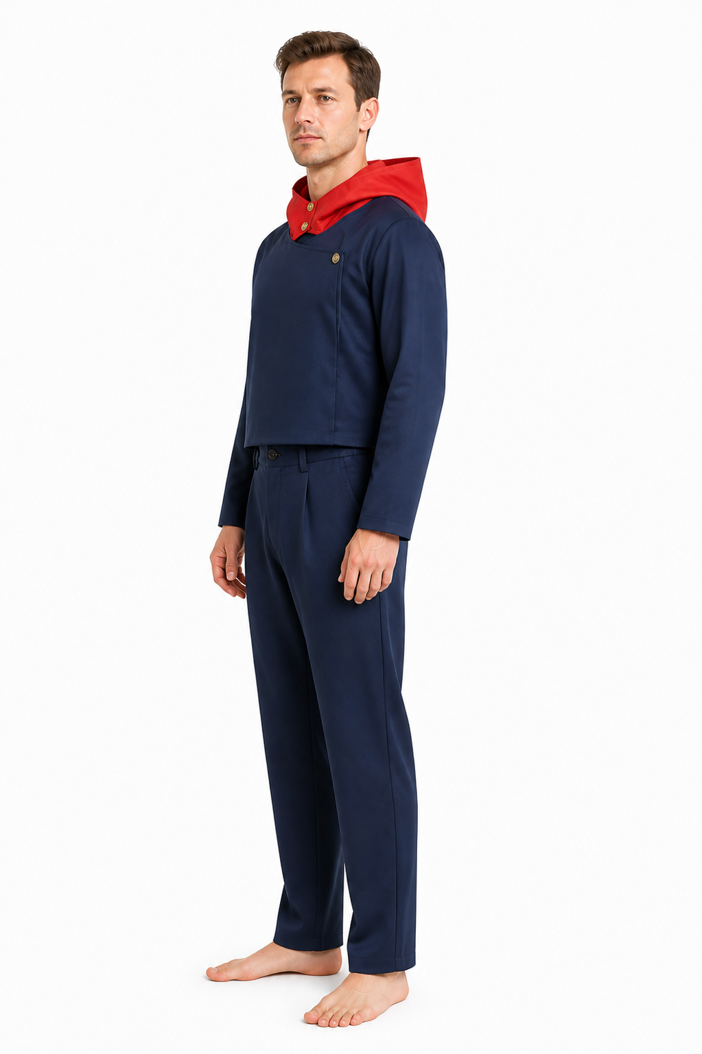Yuji Itadori Cosplay Costume with Red Hood side view
