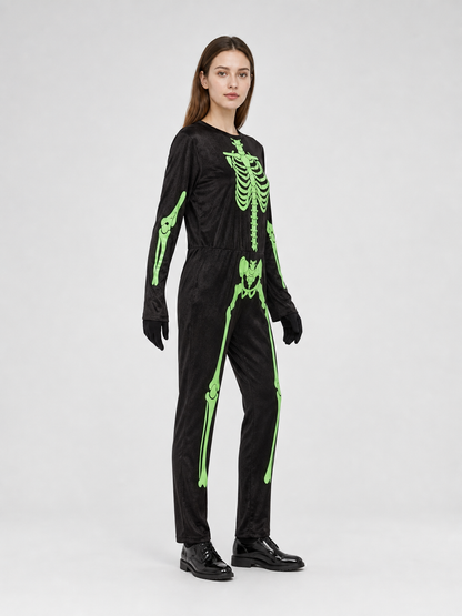 Skeleton Costume: Robe, Pants, and Hat for Halloween
