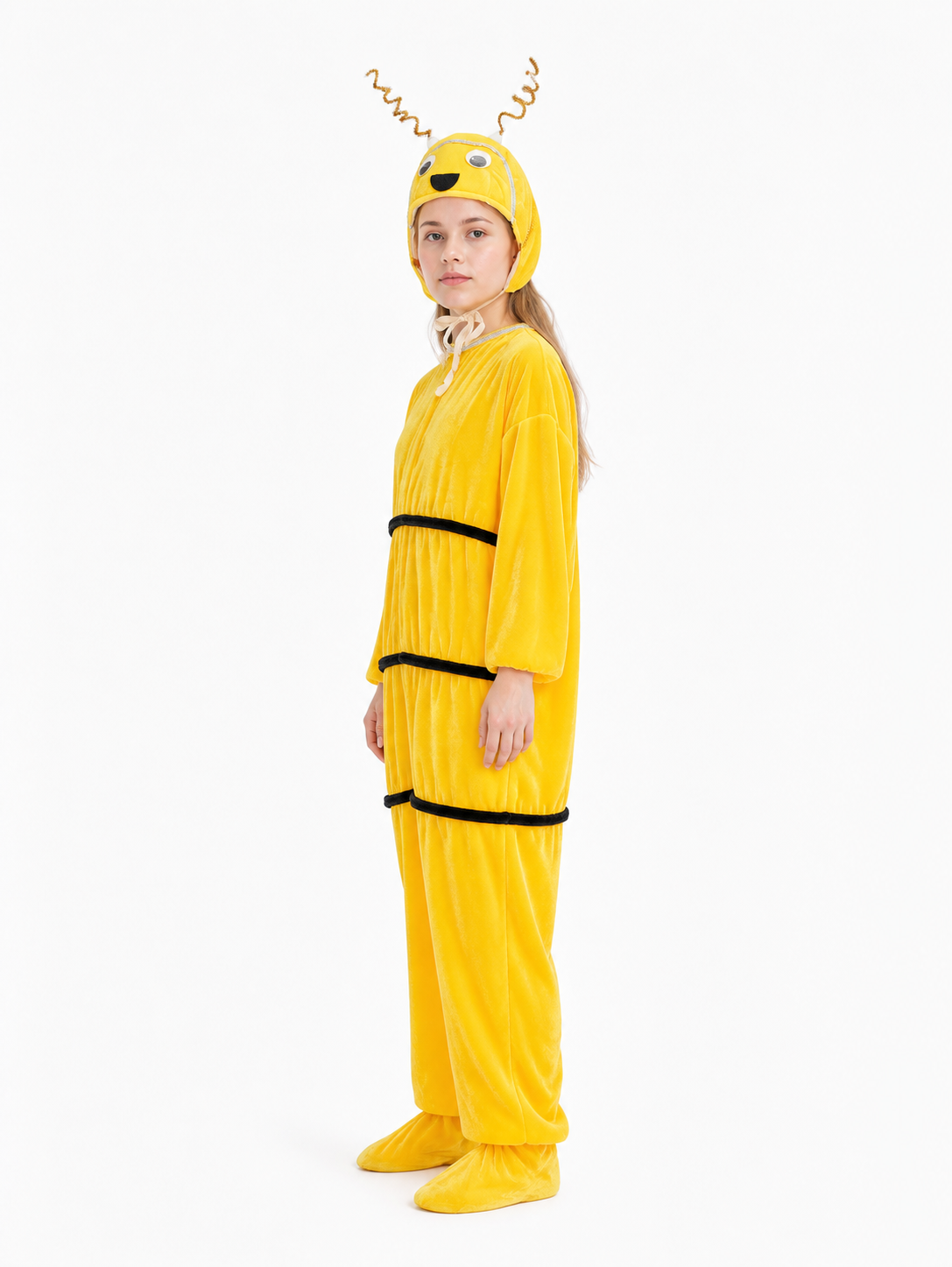 Bee Costume with Antennae and Black Stripes side view