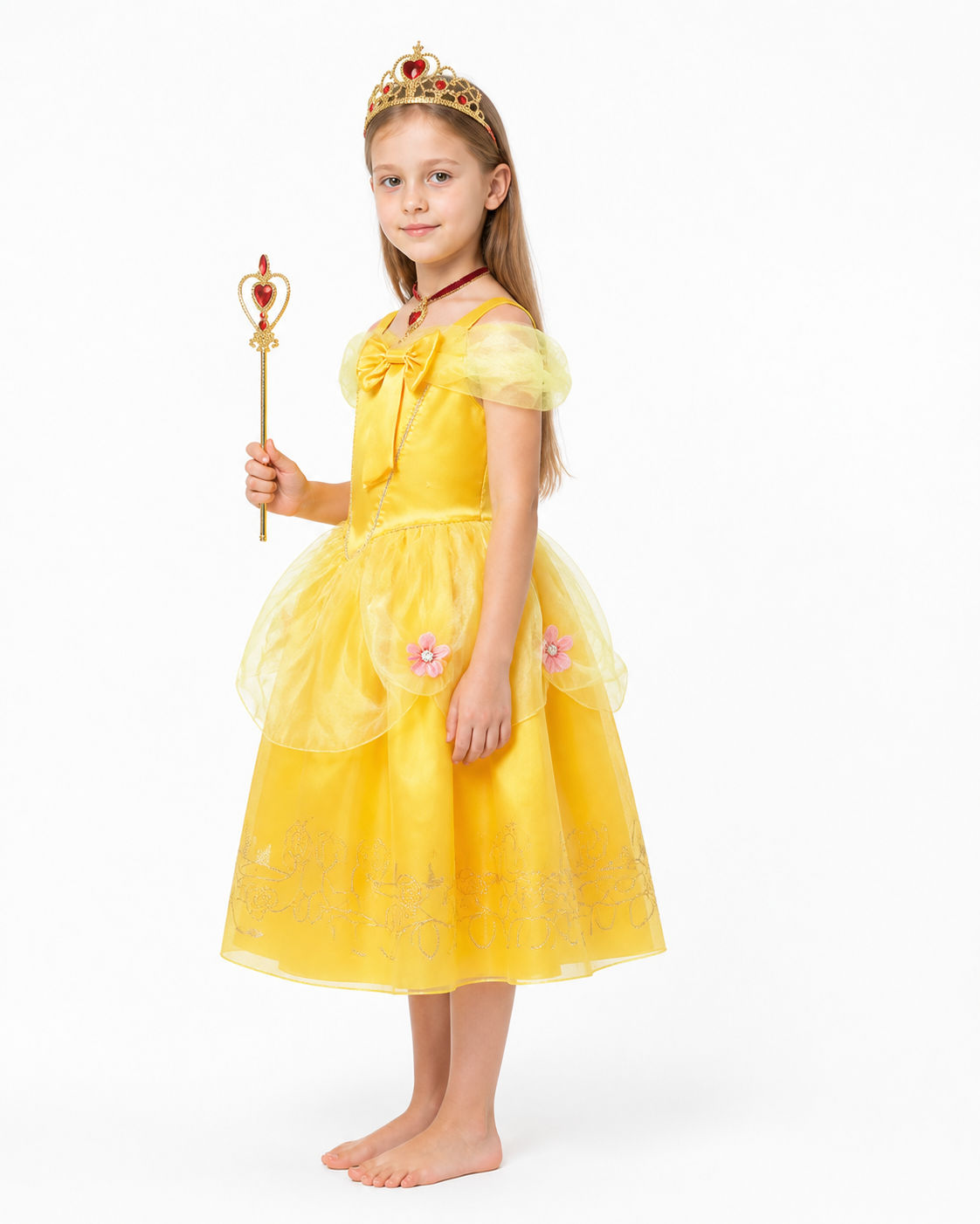 Princess Costume with Crown and Magic Wand side view