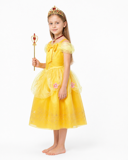 Princess Costume with Crown and Magic Wand side view