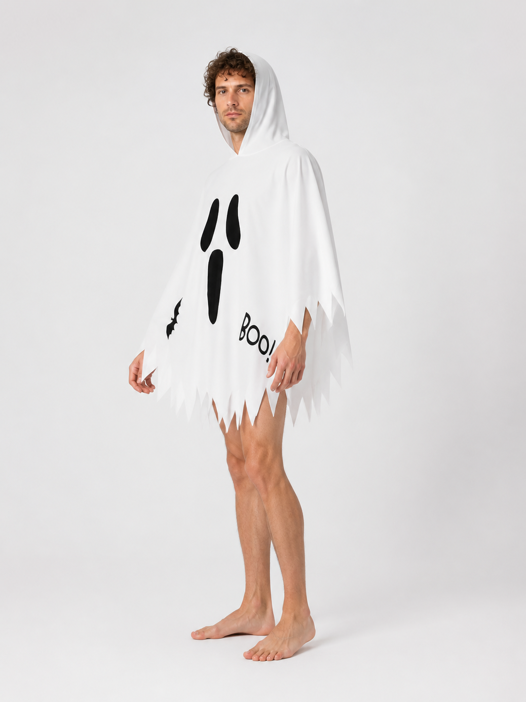 White Glowing Ghost Cape for Halloween side view