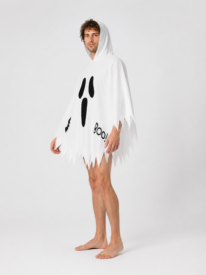 White Glowing Ghost Cape for Halloween side view