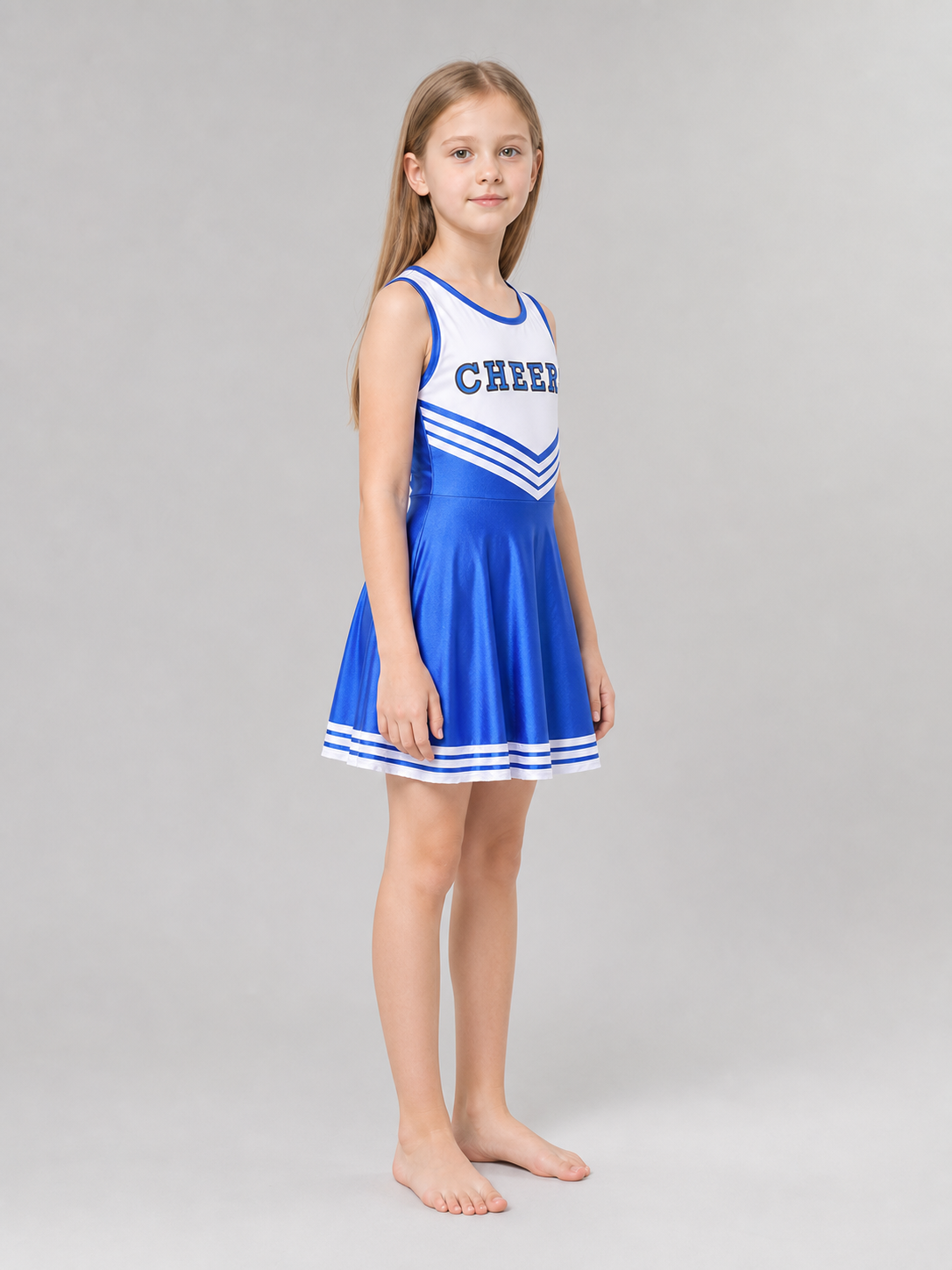 Cheerleading Costume with Pom-Poms and Knee-High Socks