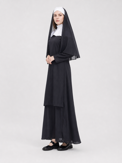 This nun costume is designed for an expressive themed look and is suitable for