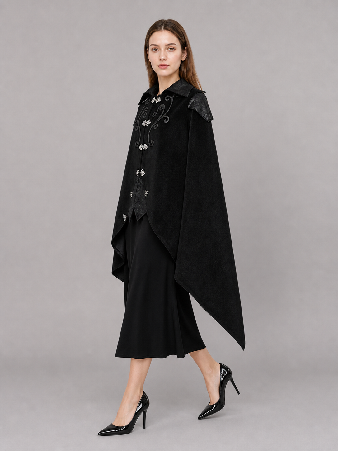Gothic Costume Tailcoat with Silver Decoration