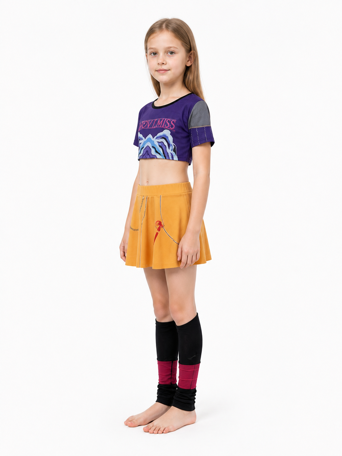 Mira Carnival Costume with Top and Skirt, Orange side view