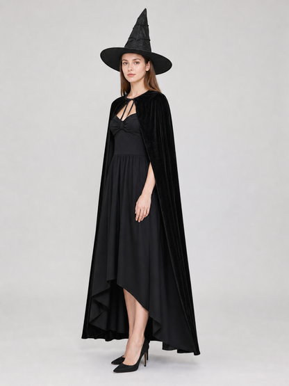 Black Costume Cape with Green Gloves