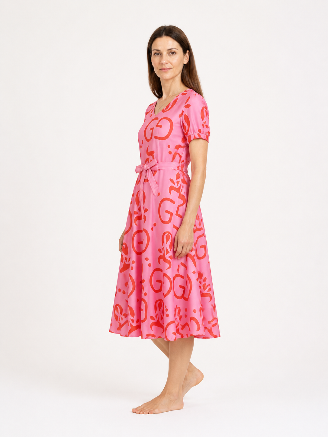 Pink Children's Cosplay Dress with Full Circle Skirt side view