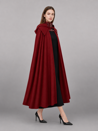 Red Gothic Carnival Cloak with Hood