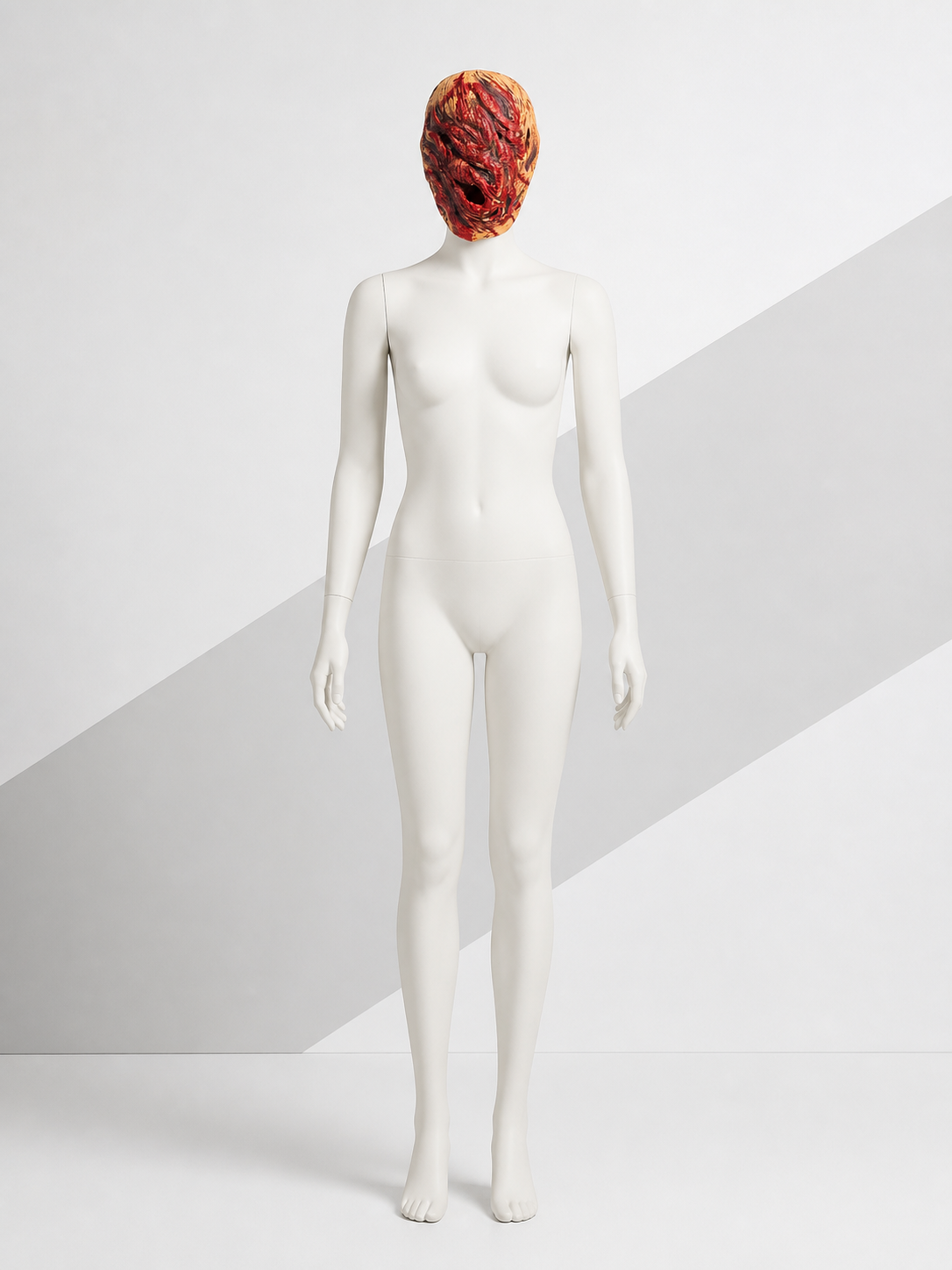 Halloween Mask for a Nurse Costume, Red and Black side view