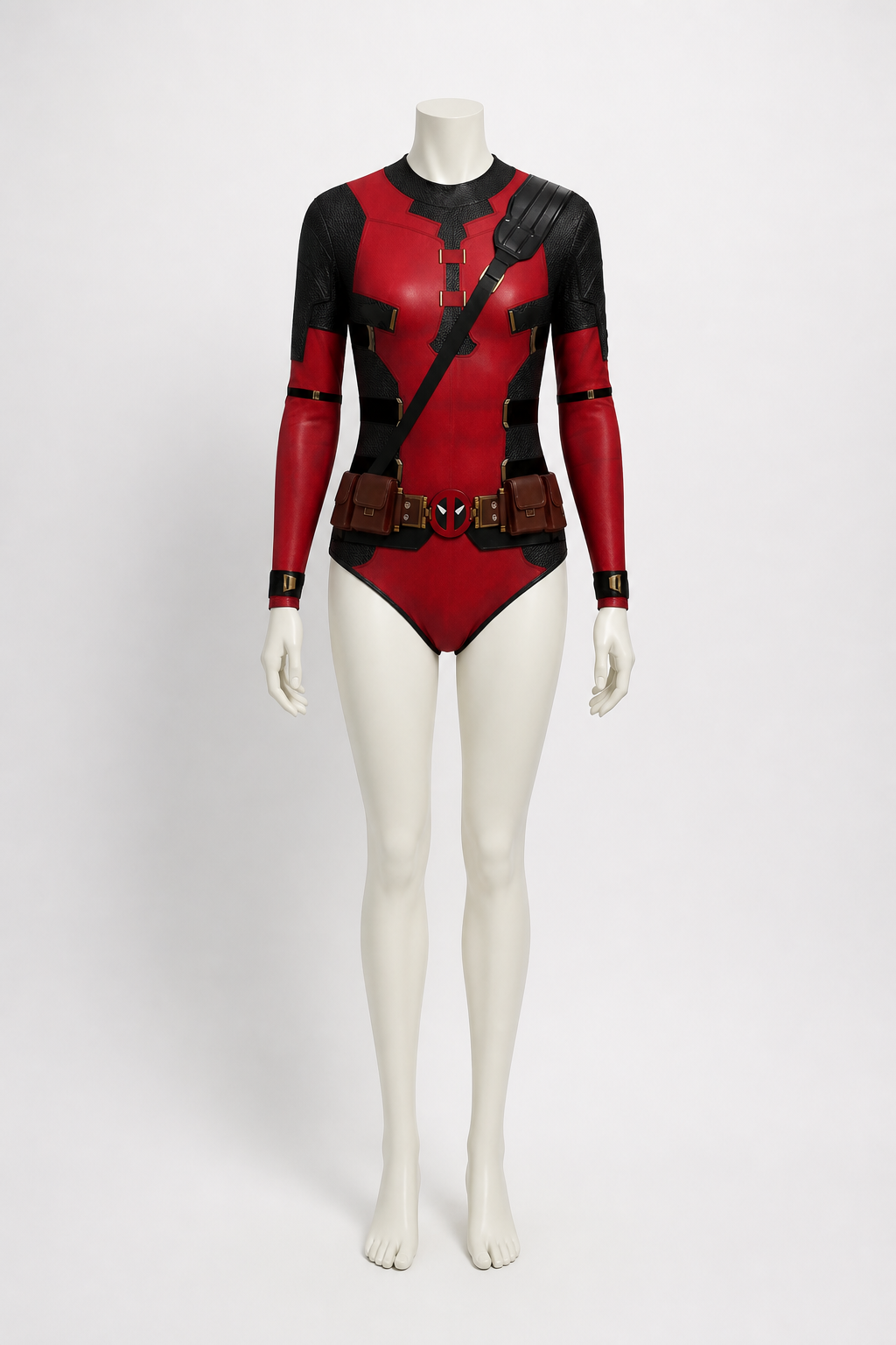 Red and Black Superhero Jumpsuit with 3D Print side view