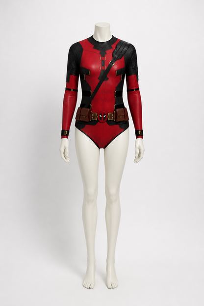 Red and Black Superhero Jumpsuit with 3D Print side view