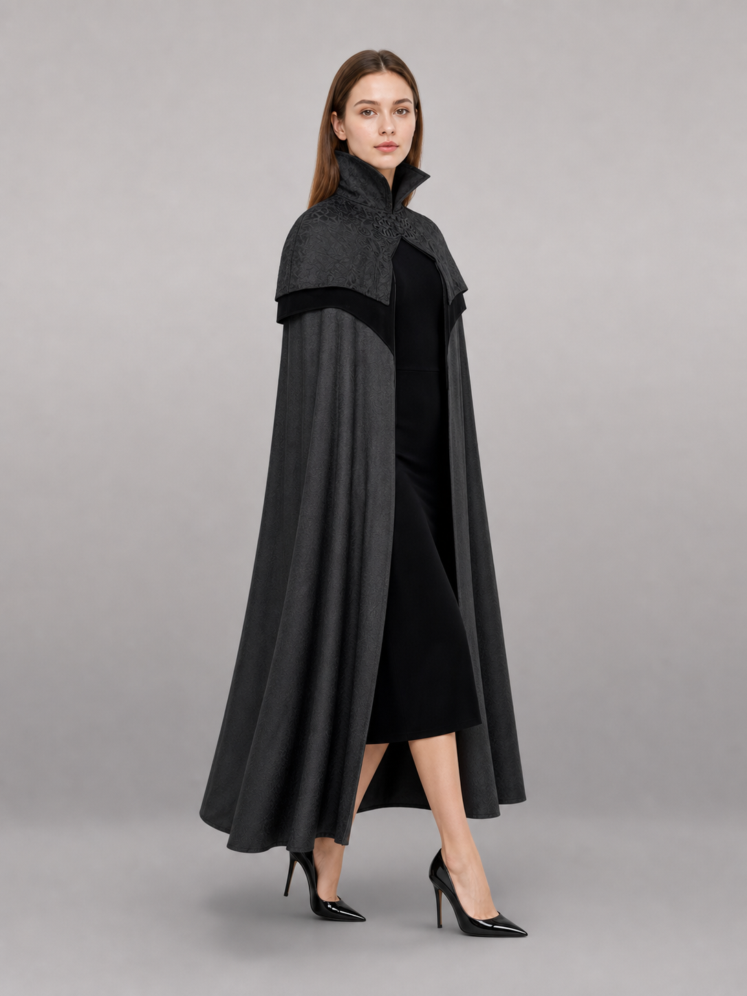 Black Hooded Fantasy Costume Cloak