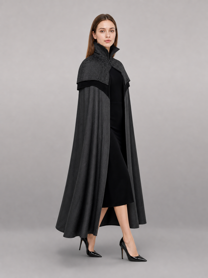 Black Hooded Fantasy Costume Cloak