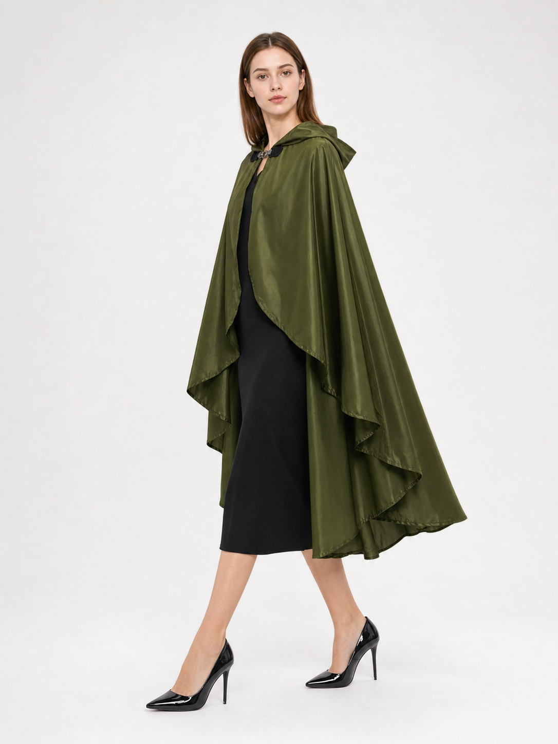 Green Costume Cloak with a Large Hood