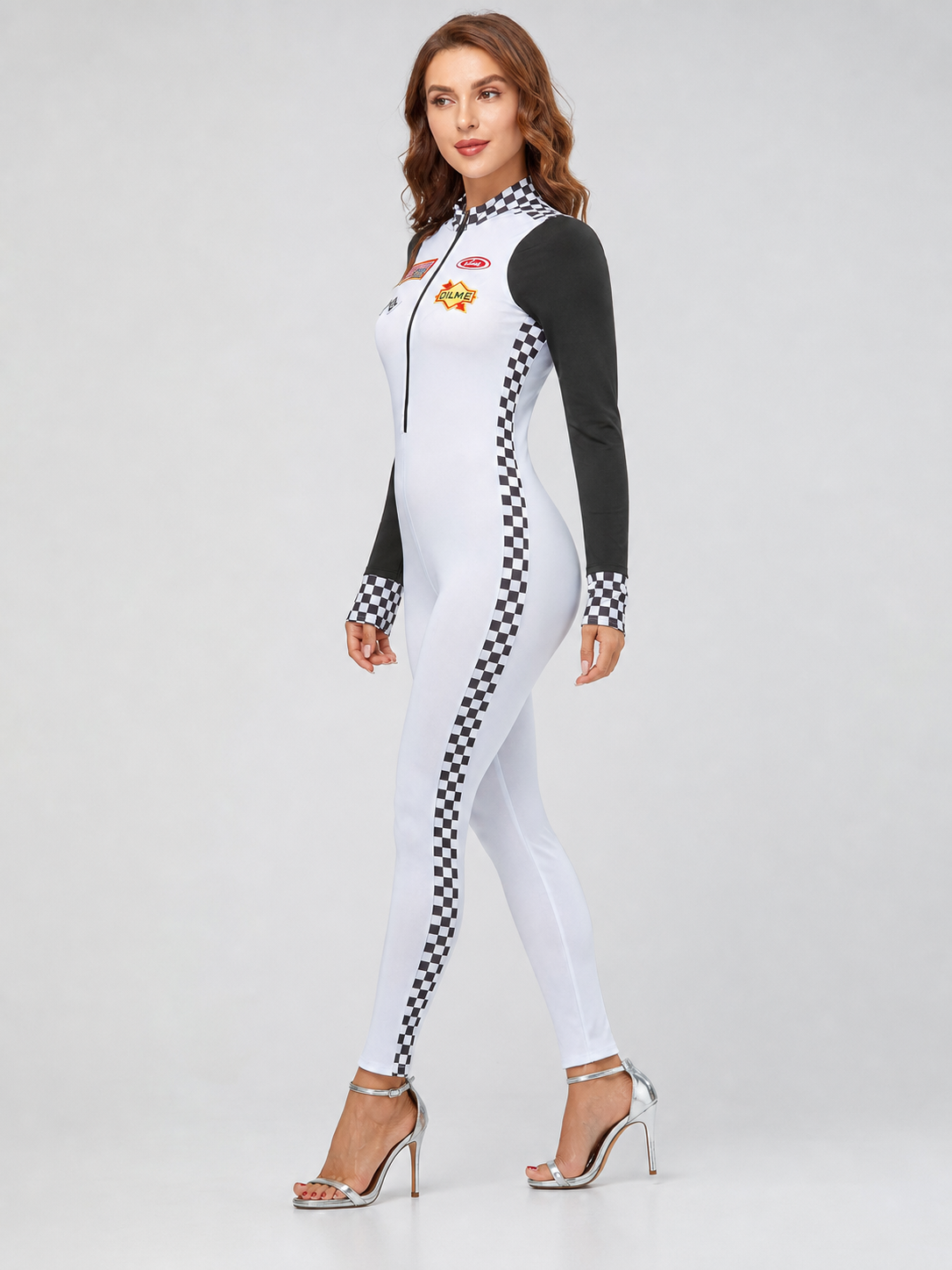 Racing Jumpsuit with Collar and Zipper side view