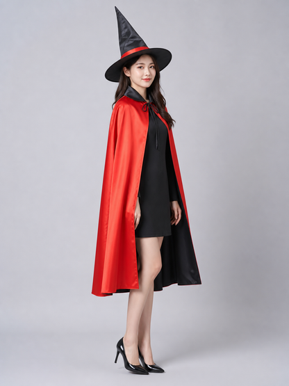 Carnival Costume: Red and Black Cape and Hat
