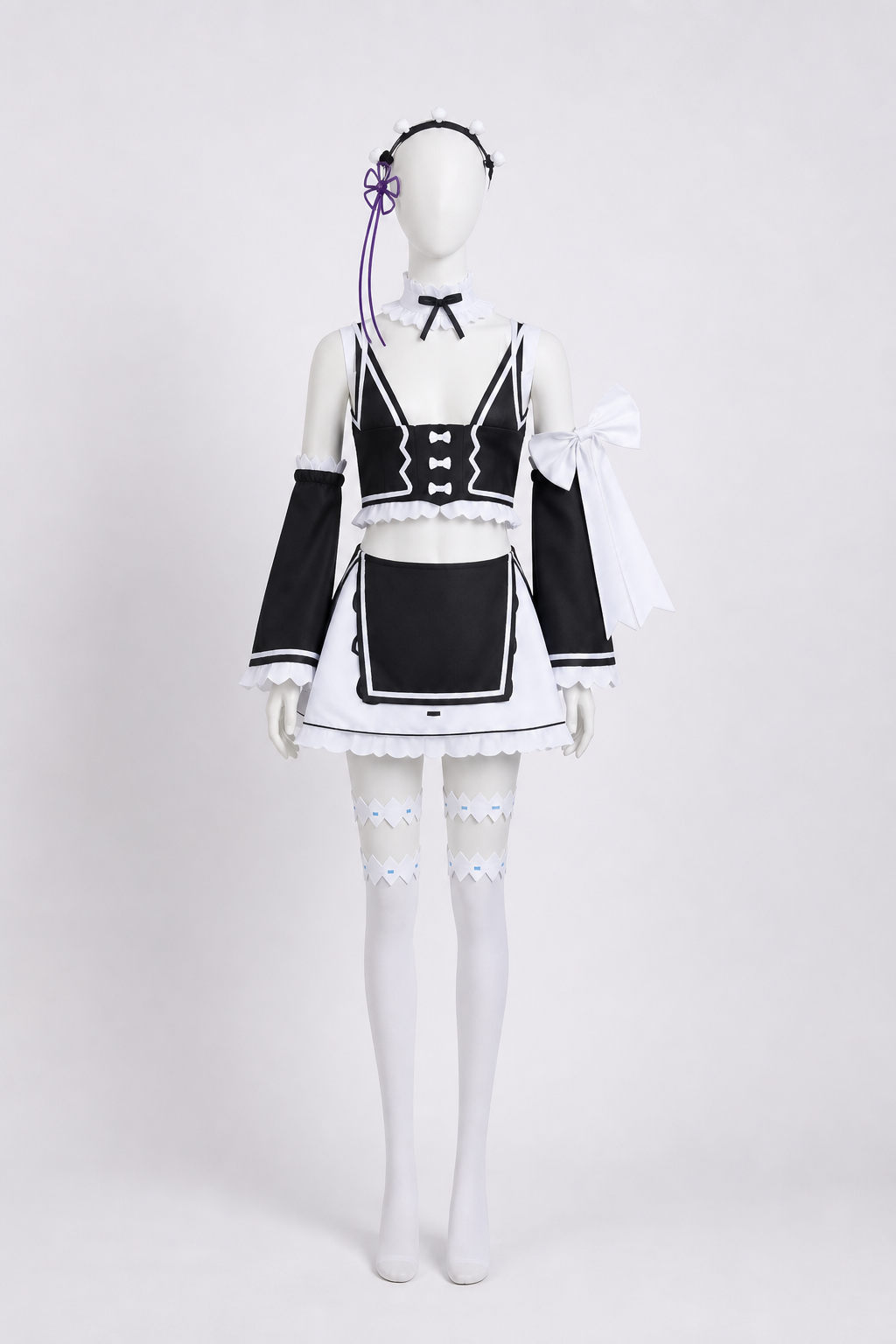 Cosplay costume with accessories, black and white