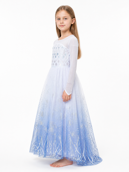 Gradient Carnival Dress with Snowflakes side view