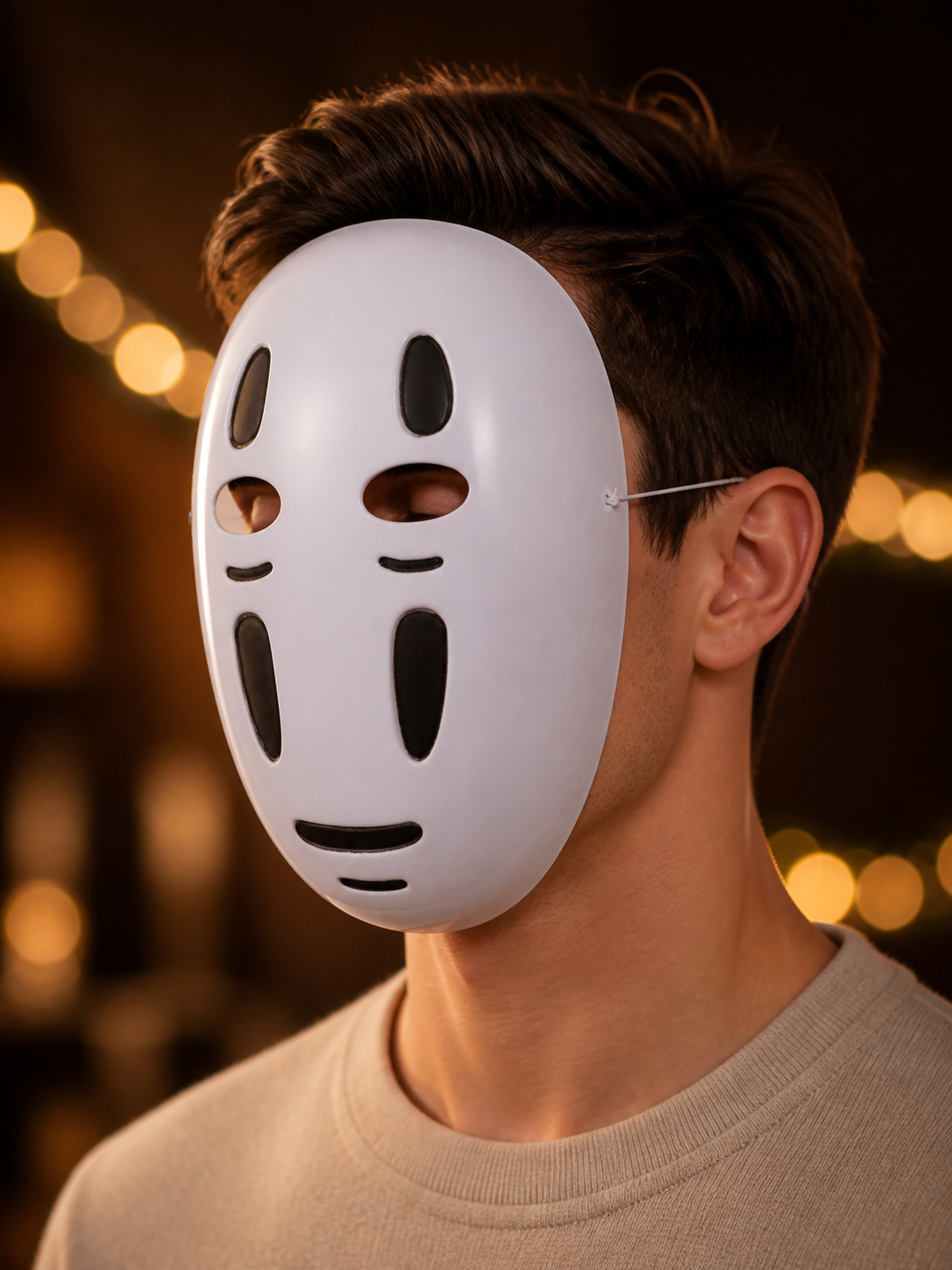 White Carnival Mask for Halloween and Cosplay side view