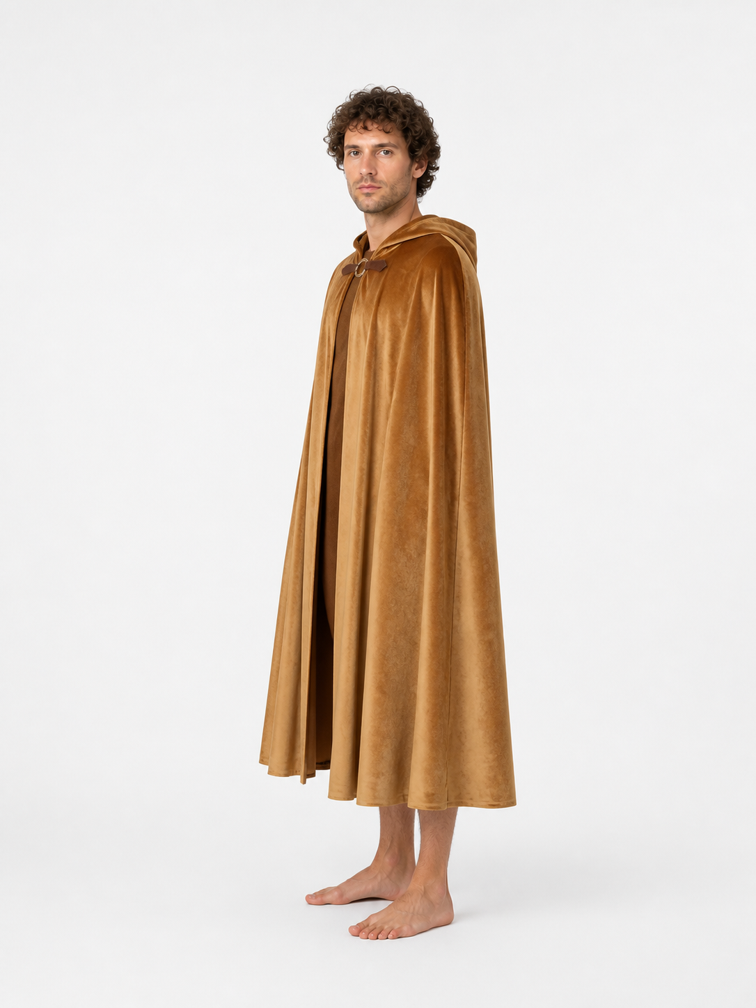 Long Light Brown Hooded Cloak for Cosplay