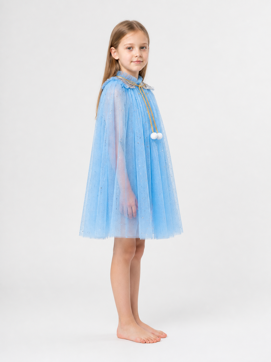 Children's Halloween Cape with Sequins and Stars side view