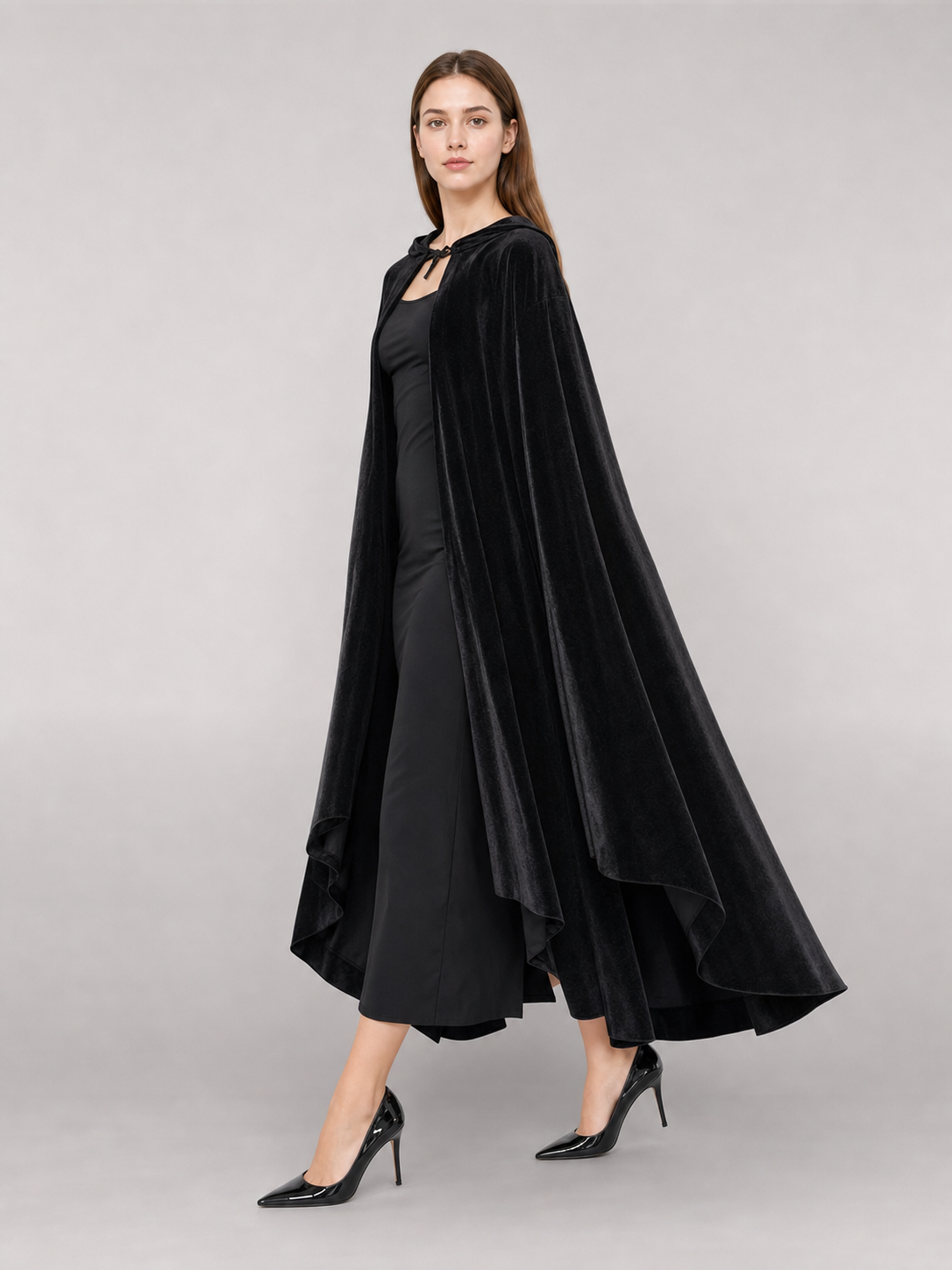 Black gothic carnival dress with sleeves