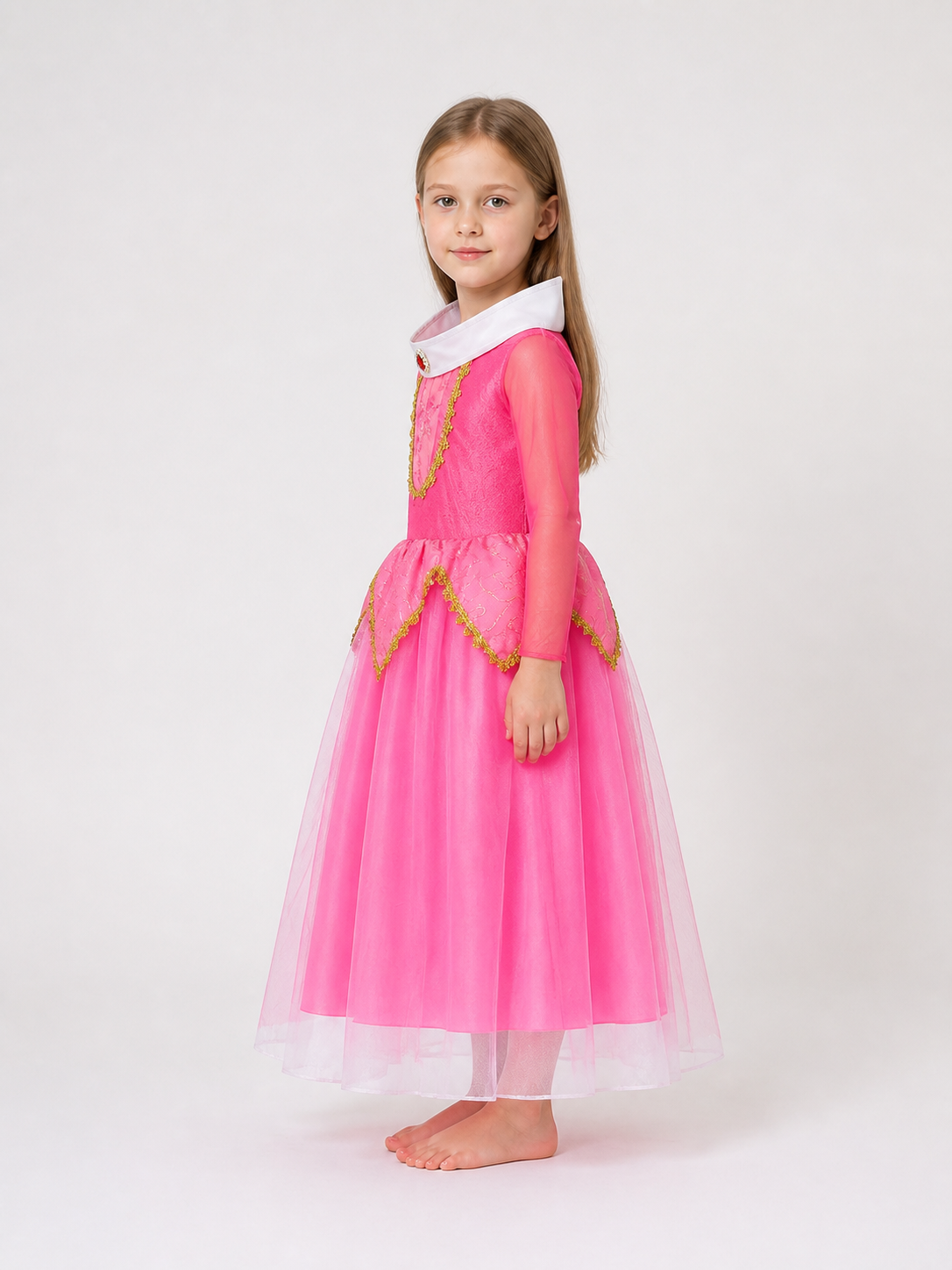 Princess Dress with White Collar and Full Skirt side view