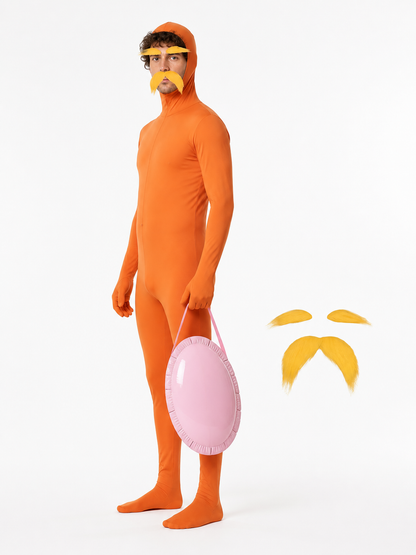 Orange hooded jumpsuit costume for Halloween side view