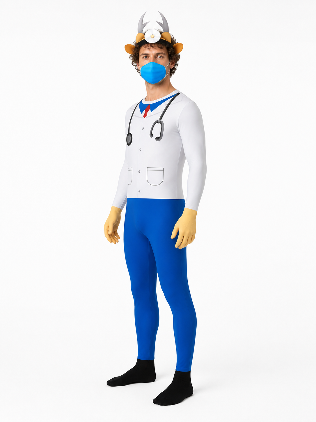Doctor Deer Carnival Costume with Lab Coat and Stethoscope side view