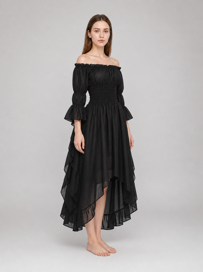Gothic Lace Dress with Puff Sleeves