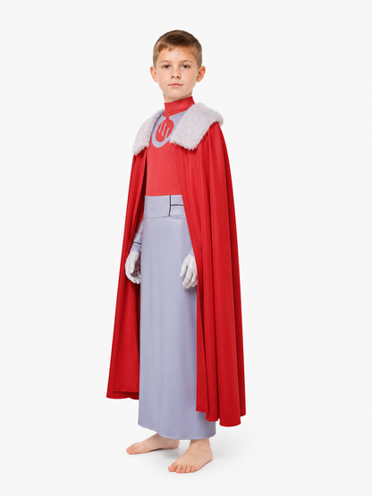 Cosplay Costume with Cape, High Collar, and Skirt side view