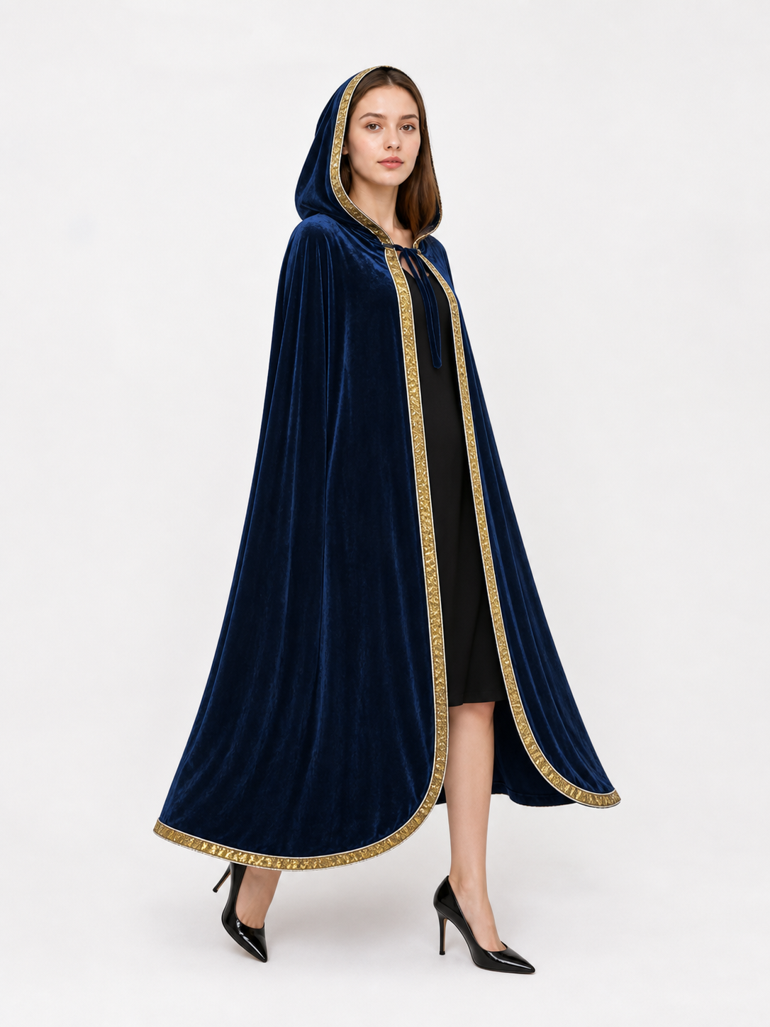 Dark Blue Hooded Costume Cloak