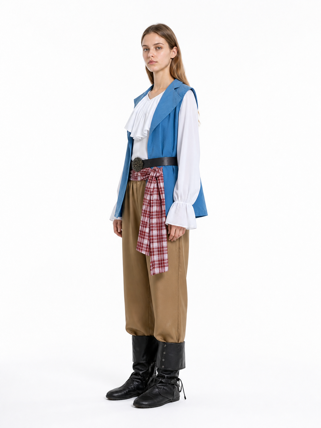 Pirate Cosplay Costume with Vest and Belts side view