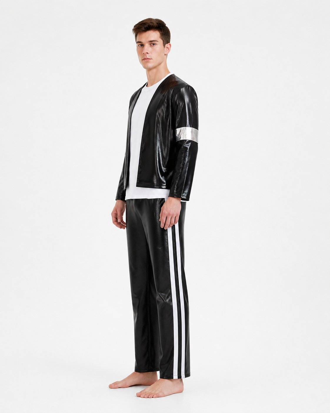 Stage Three-Piece Costume with a Shiny Jacket side view