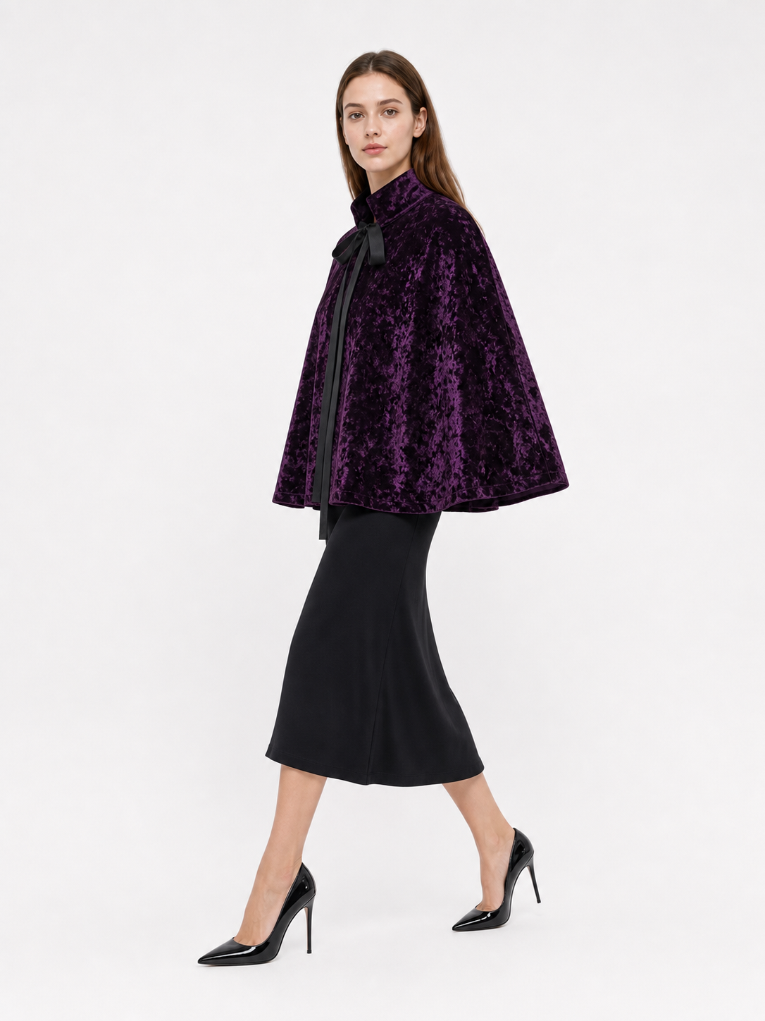 Purple Costume Cloak with High Collar